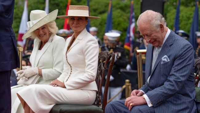 ‘Bottom’: Lip reader reveals Queen Camilla’s cheeky two-word whisper to Melania Trump as they sat down together at the White House