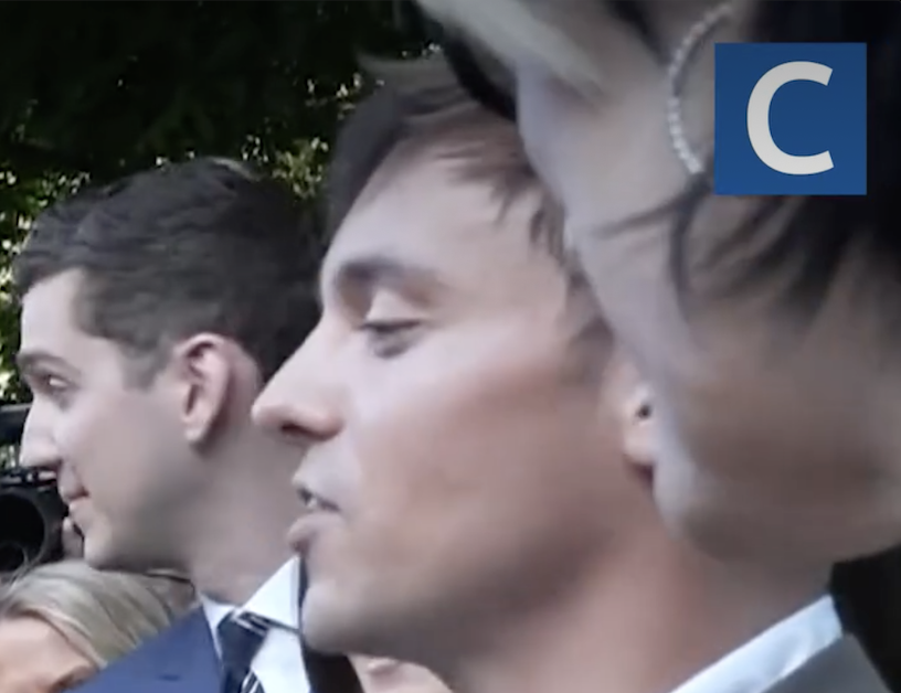 King Charles and Tom Daley caught up over their shared love of knitting at a garden party in Washington