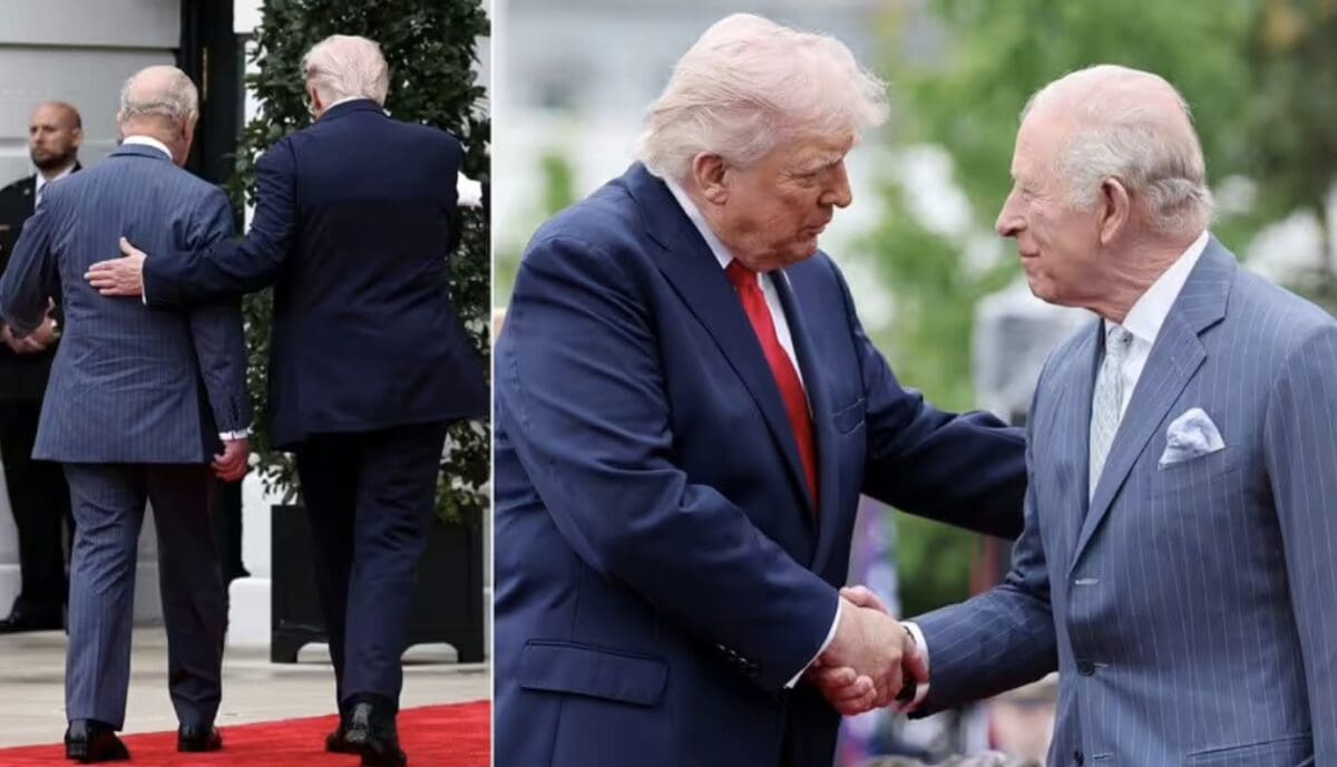 POWER MOVE: President Trump breaks royal protocol with King Charles during visit with 'agressive handshake'