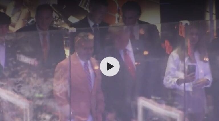 Donald Trump’s threat to Knicks fans revealed by lipreader in secret chat with MSG owner James Dolan during Spurs loss