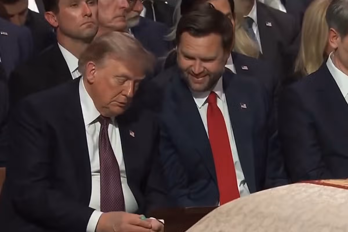 President Donald Trump and Vice President JD Vance at funeral