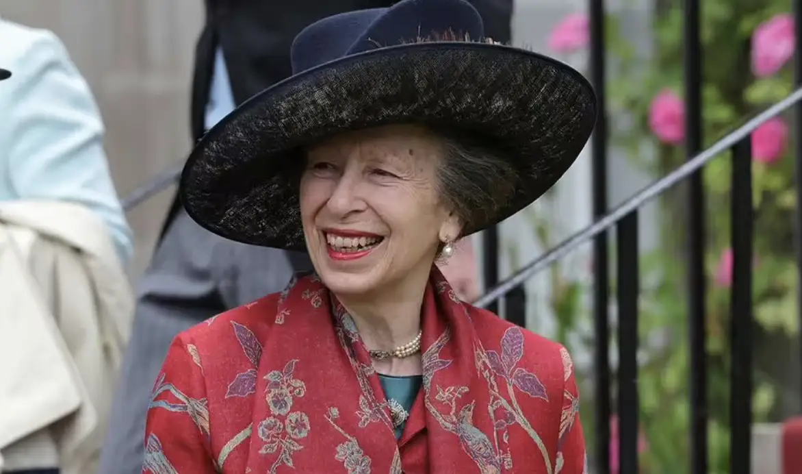 Princess Anne wearing a black hat