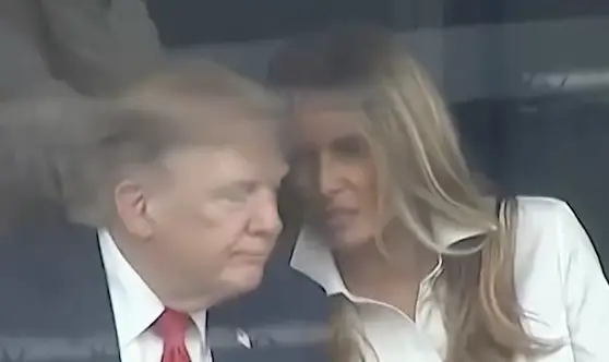 Donald Trump and his wife Melania appear to have intense conversation
